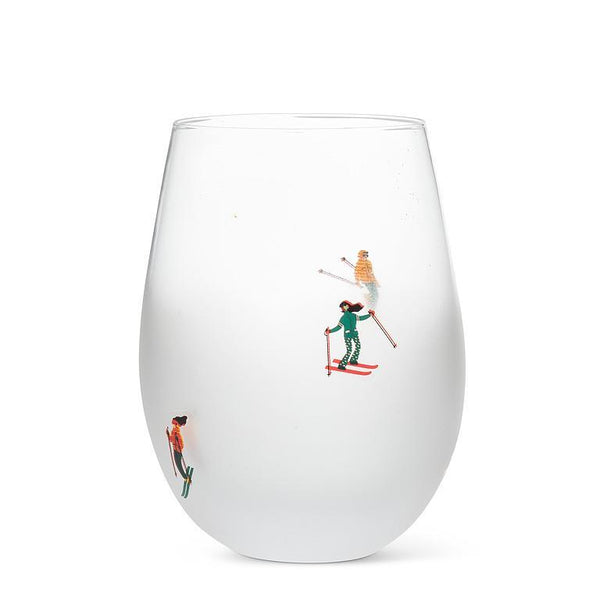 Abbott Skiers Stemless Wine Glass