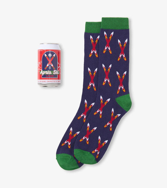 Men's Crossed Skis Beer Can Socks