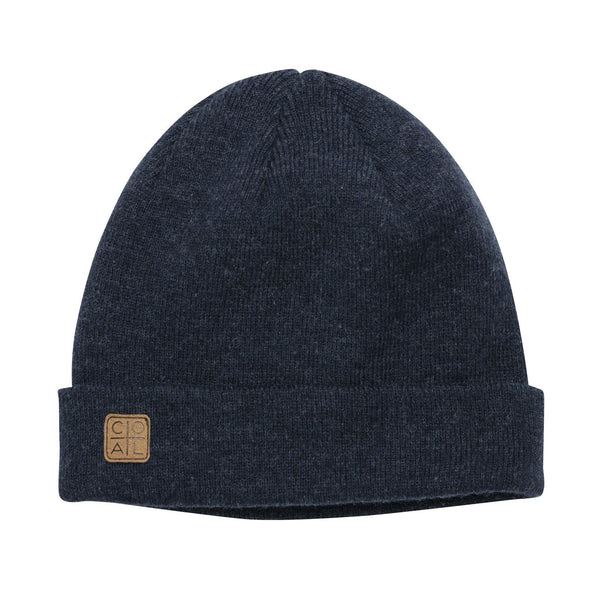 The Harbour hat by Coal is a traditional fine-knit beanie made versatile with two suede labels.