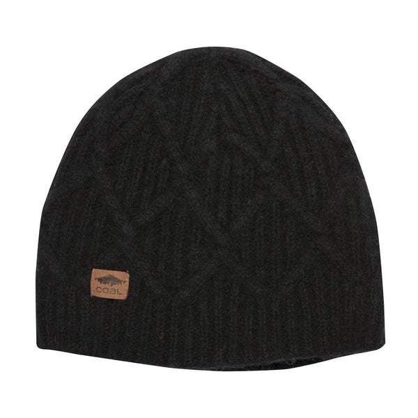 The Coal Yukon beanie is a heritage style knit in soft, wooly yarns creating a cable-knit pattern. 