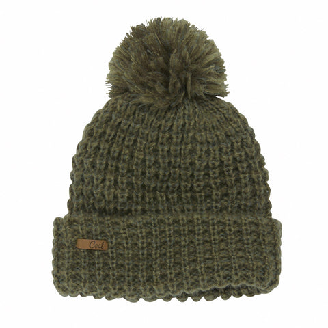 The Kate by Coal is a soft and fluffy double-layer waffle knit beanie with an oversized pom at top.